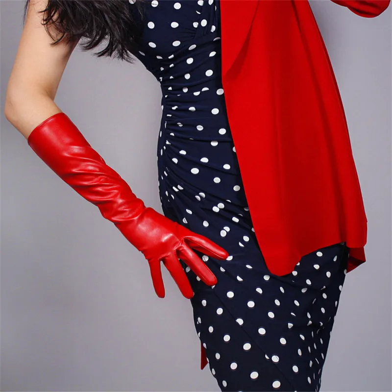 Перчатки женские из искусственной кожи Удлиненные перчатки овчины без подкладки