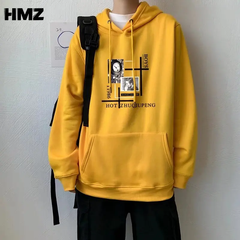

Толстовка HMZ Мужская зимняя с длинным рукавом, свитшот с надписью, пуловеры, Крутая толстовка, модные худи свободного кроя для студентов