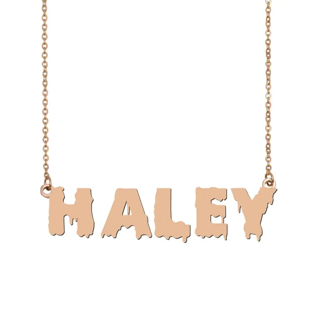 Ожерелье с именем Haley Крутое ожерелье крови для Хэллоуина и дня Санты ювелирные