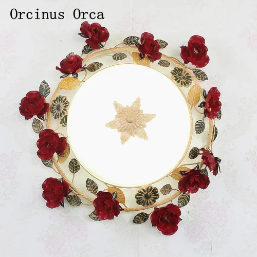 Американский Сельский красный розовый потолочный светильник гостиная коридор