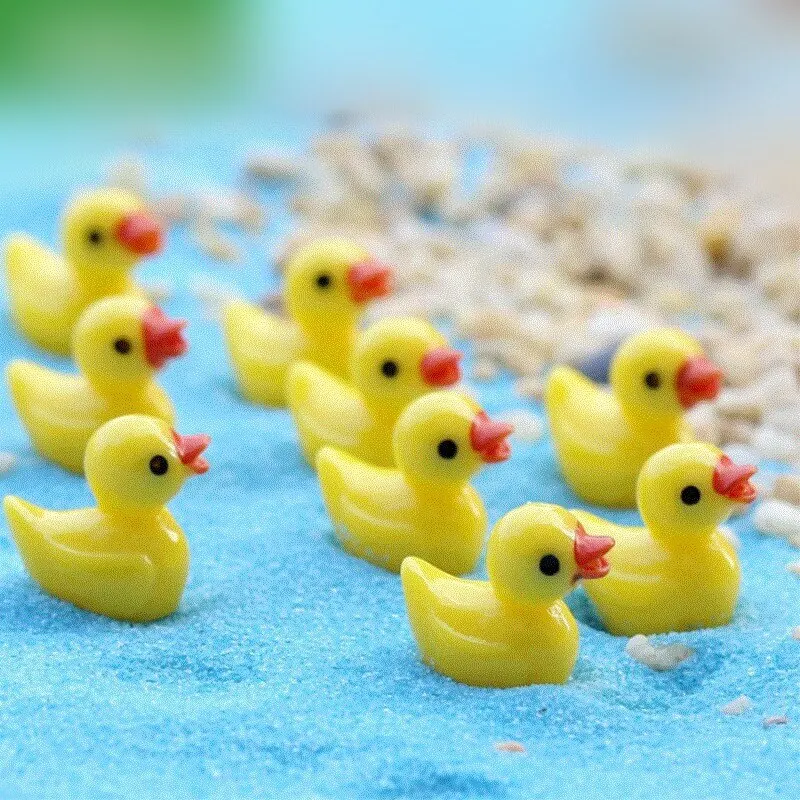 

10Pieces/Pack Figurines Garden Pots Miniature Mini Resin Yellow Duck Cute Miniature Figurine Ornaments 1.8*1.5CM Fairy Garden