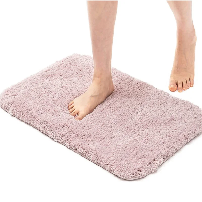 

Hot Selling Good Quality Shaggy Bath Rugs Non Slip Bathroom Absorbent Fast Drying Anti-mildew Anti-odor Carpet Mat