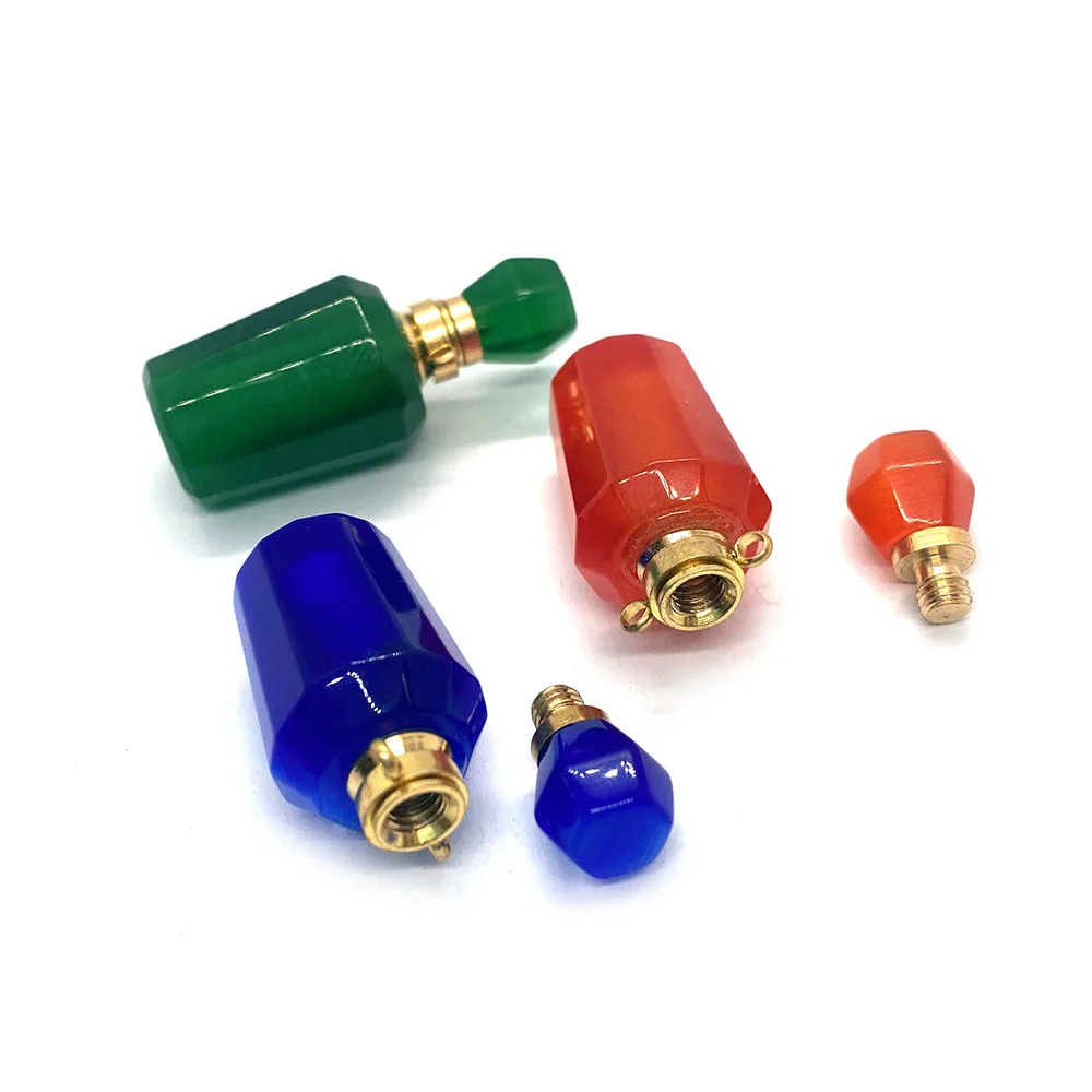 

Perfume Bottle Pendant Jewelry Natural Stone Cylindrical Essential Oil Bottle Suitable for DIY Making Necklace Accessories