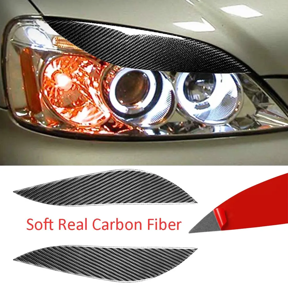 

Soft Real Carbon Fiber Headlight Eyelids Eyebrow Trim Fit For Honda Civic 2001-2003