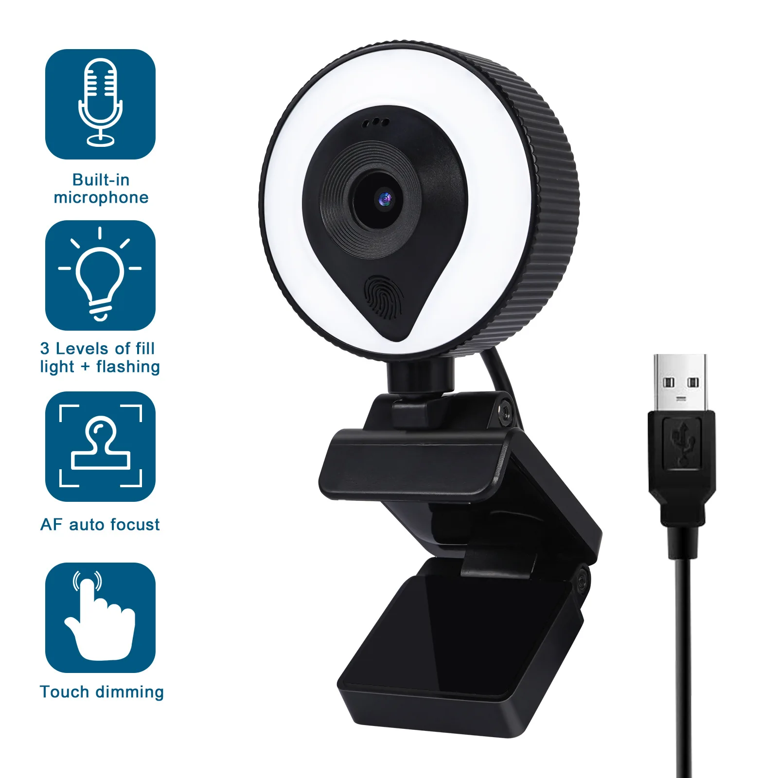 

W21 1080P/2K/4K USB Computer Webcam with Built-in Microphone for Live Streaming Video Calling Conference Work Online Education