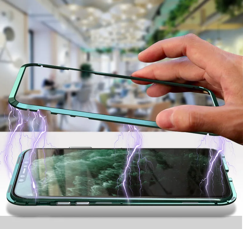 Магнитный металлический чехол для телефона iPhone 11 pro макс. закаленное стекло чехол для задней крышки для iPhone11pro MAX Магнитный чехол