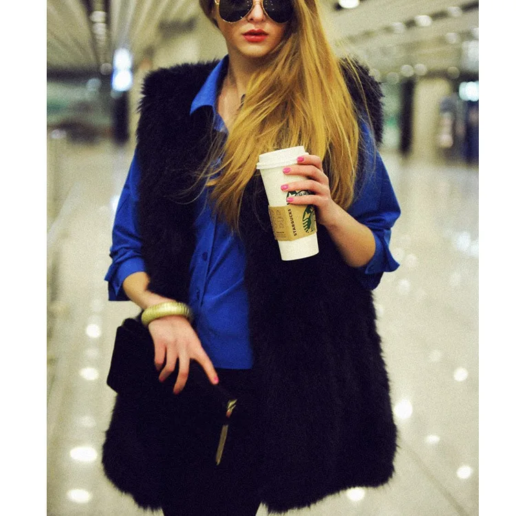 Fall/winter Faux Fur Vest Vest Ladies Long Waistcoat Faux Fur Vest