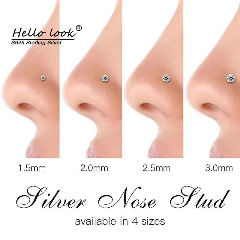 

HelloLook 925 Sterling Silver Nose Ring Zircon Nose Nail Body Piercing Jewelry Plating 18K Real Gold 1 PCS
