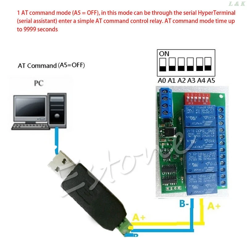 12 В RS485 Реле 4CH Modbus RTU PC UART плата для PLC лампы LED PTZ управление камерой | Обустройство