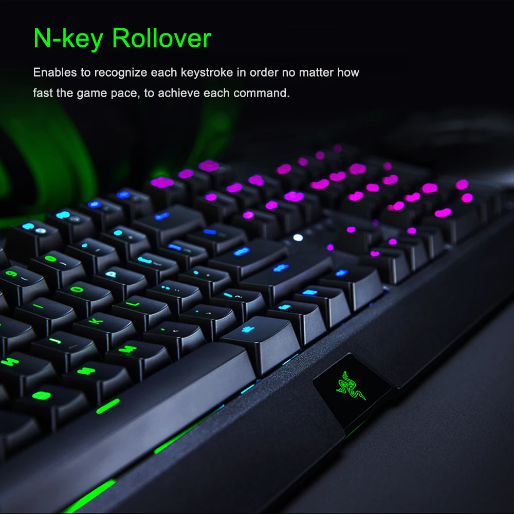 Механическая клавиатура Razer blackвстроенная с 2019 клавишами RGB и зелеными