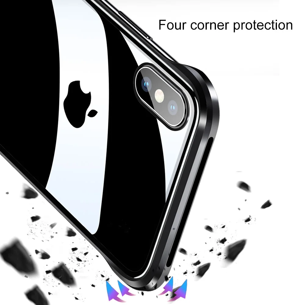 Роскошный металлический чехол из закаленного стекла для телефона iPhone X XS Max