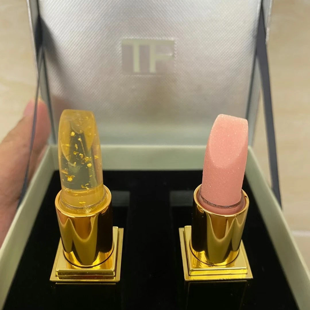 

Высококачественная позолоченная губная помада солей + румяна для губ эфирное масло из золотой фольги увлажняющий набор для макияжа 3g + пода...