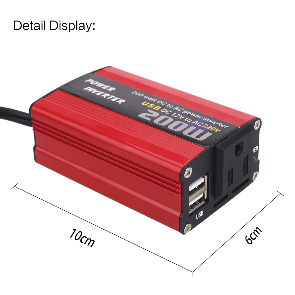 Премиум конвертер 12V DC в 220V AC алюминиевый адаптер домашний автомобильный инвертор высокой производительности 50/60 Гц мощность включена.