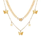 Modyle 2 шт.компл., золотой цвет, женская мода, кулон в виде бабочки, Двухслойное ожерелье, Массивное колье, ожерелье для женщин, ювелирные изделия