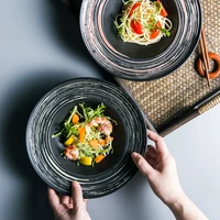 japanese ceramic plate creative straw hat shape dish salad fruit dinner plates ceramic