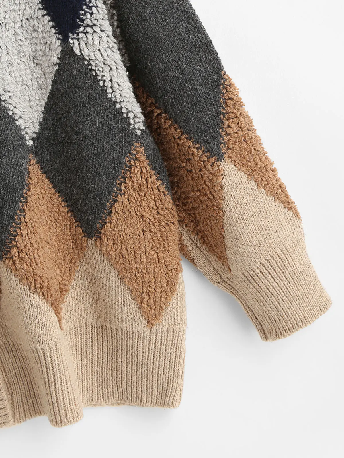 ZAFUL мульти на одной пуговице геометрический интарсия вязаный кардиган