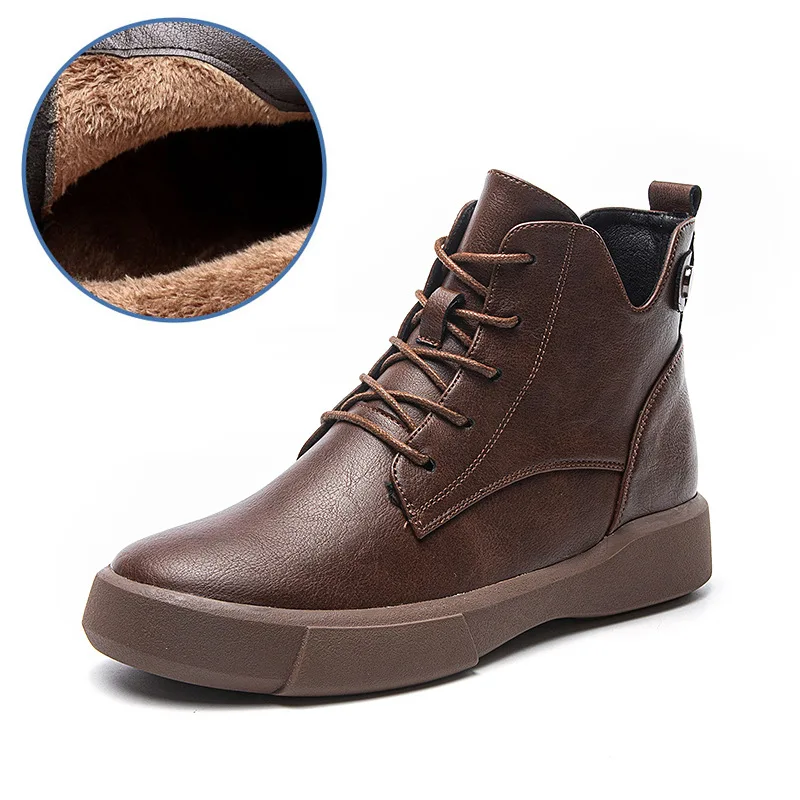 

SWONCO Vintage Cotton Padded Shoes Winter Women Snow Boots Platform 2019 New Female Casual Ankle Boots For Women Botas Mujer