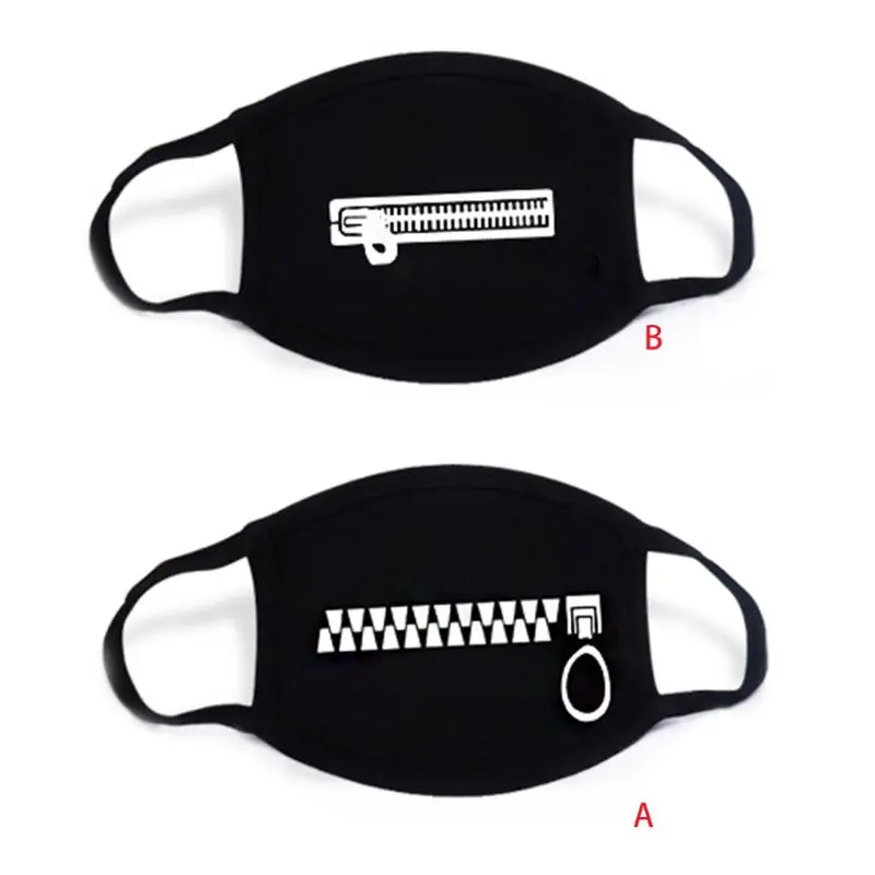 Unisex Cartoon Anime Cotton Mask Zipper Teeth Print Earloop Respirator E65F | Masks（None Medical）