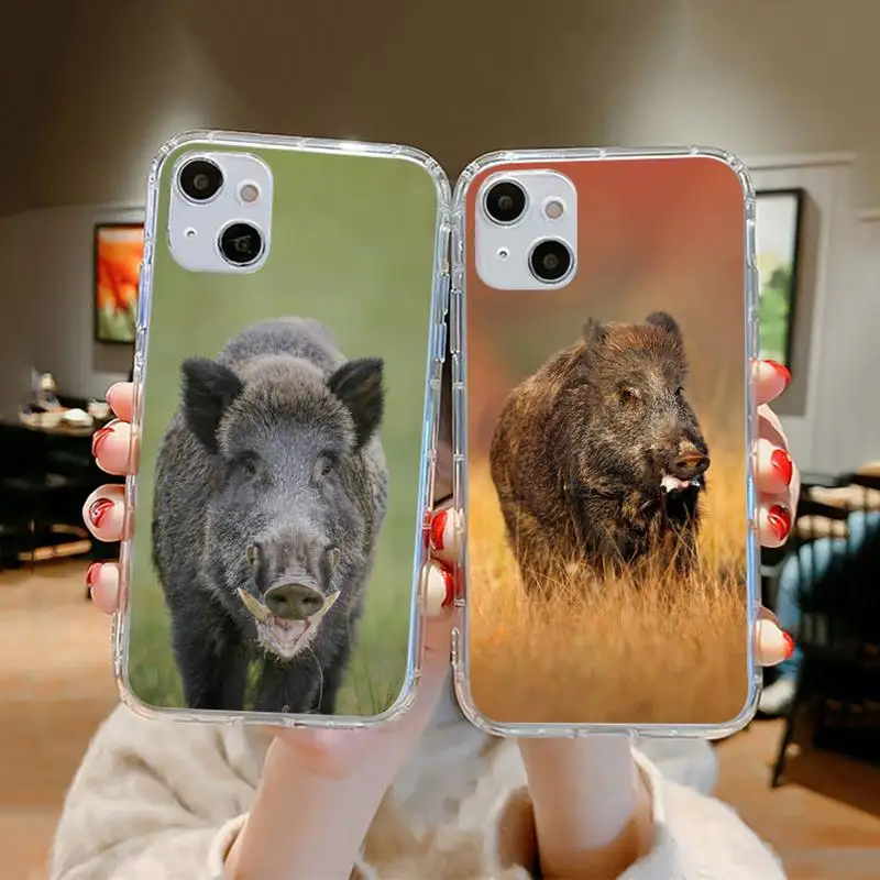 

wild boar horror animal Phone Case Transparent soft For iphone 12 11 13 7 8 6 s plus x xs xr pro max mini