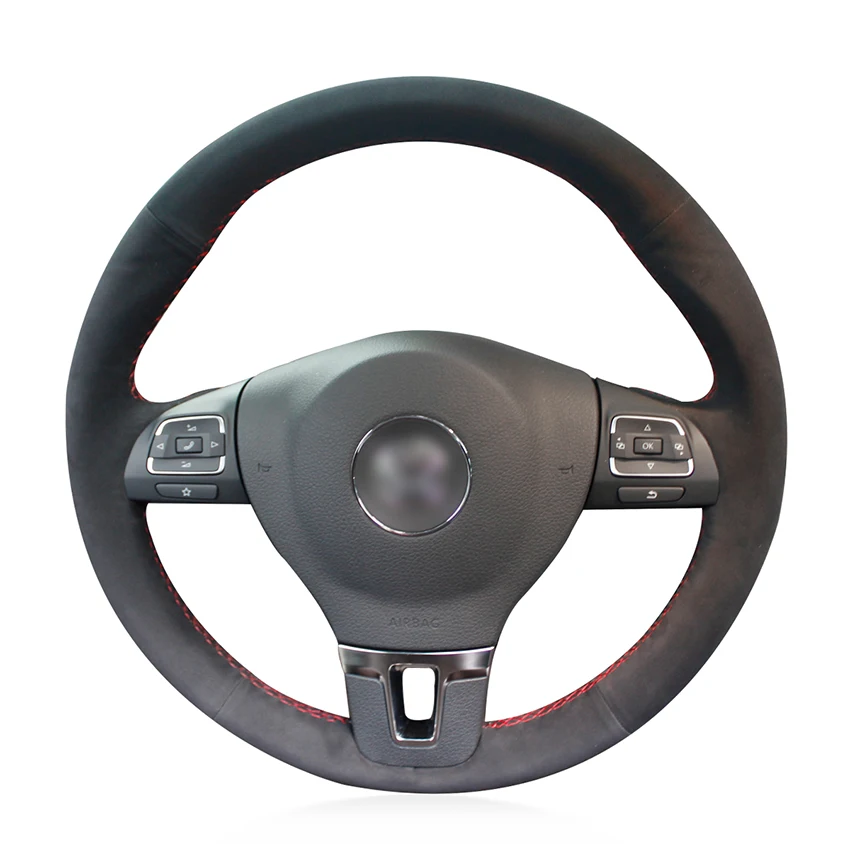 

Black Suede Hand Sew Car Steering Wheel Cover for Volkswagen VW Gol Tiguan Passat B7 Passat CC Tour
