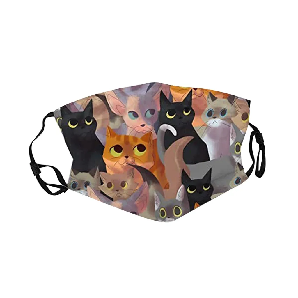Mouth Face Scarf Towels Washable Reusable Cats Print Ski Women Men Cotton Protect | Дом и сад