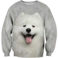 3d printing samoyed pet sweatshirt pullover unisex springautumn fashion dogs long sleeved round neck wholesale