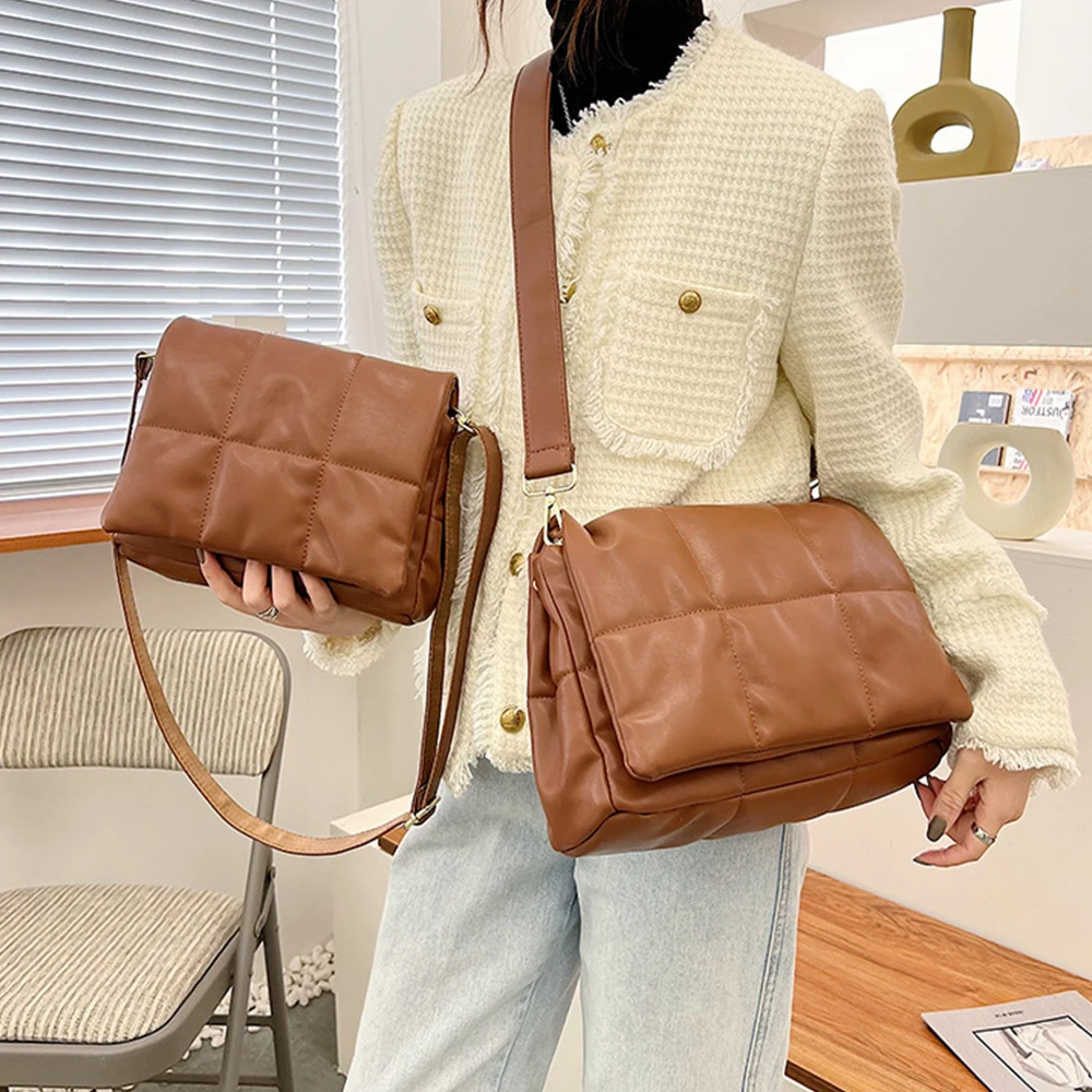 

Soft Quilted Crossbody Bags for Women Casual Padded Shoulder Bag Ladies Big Handbags High Quality Square Bag 2022 Tote Purses