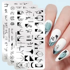 Трафареты NICOLE DIARY для французского стемпинга ногтей, инструменты для в виде листа, геометрической формы, абстрактных трафаретов, изображений цветов, 237