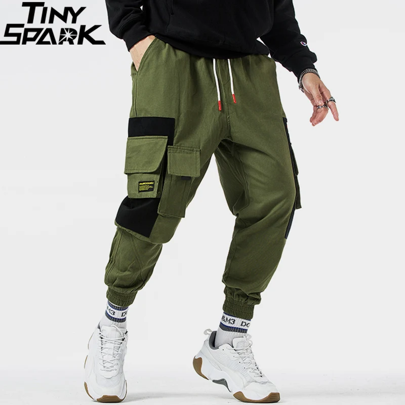 Брюки карго в стиле Харадзюку Мужские штаны для бега с несколькими карманами