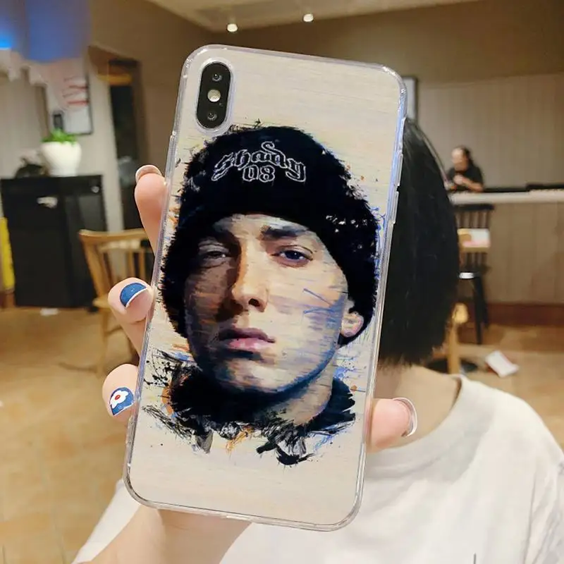 

Hip Hop Rapper Eminem rap Phone Case Transparent for iPhone 6 7 8 11 12 s mini pro X XS XR MAX Plus