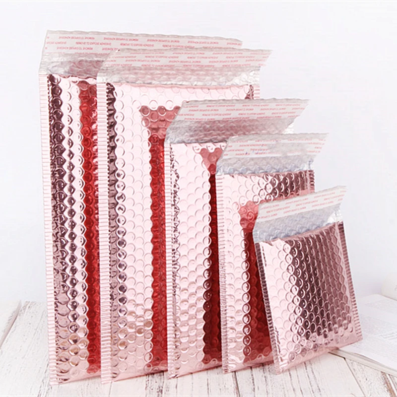 

100 PCS/Lot Rose Gold Plastic Bubble Envelopes Bags, Padded Shipping Envelope, Waterproof Bubble Bags