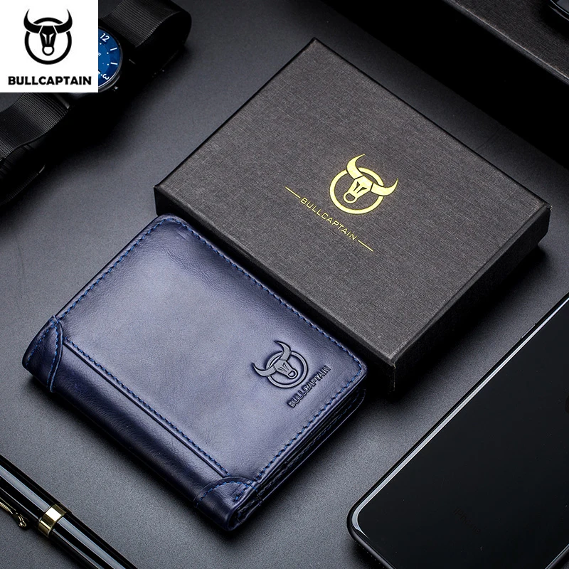 BULLCAPTAIN men's leather multifunctional business casual wallet vertical first layer cowhide youth anti-theft brush walle | Багаж и