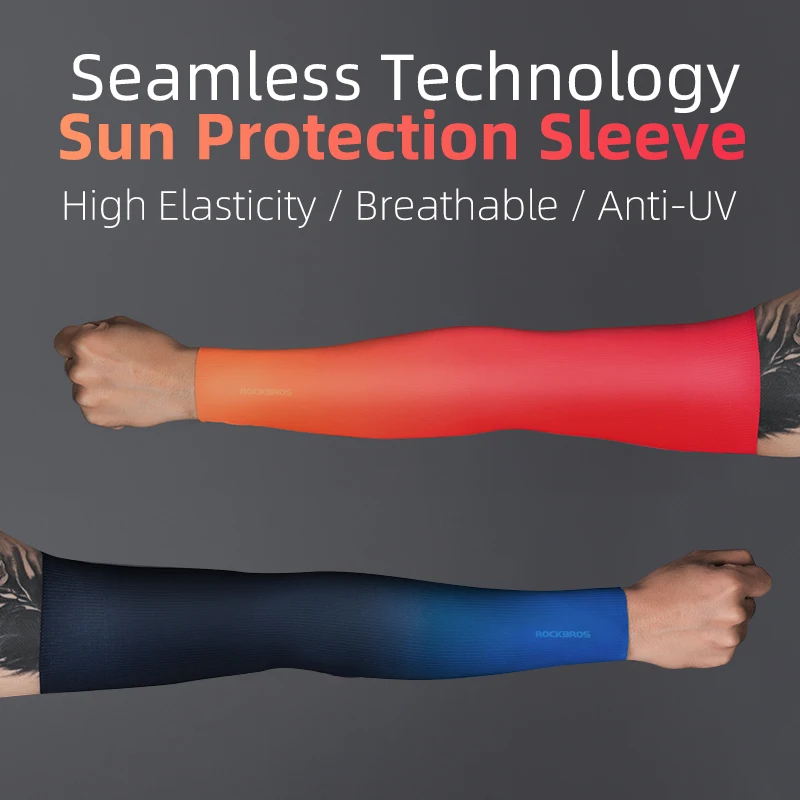 ROCKBROS Cycling Arm Sleeves Sun Protection Anti-UV Ice Silk Seamless Running Basketball Compression Warmer | Спорт и развлечения