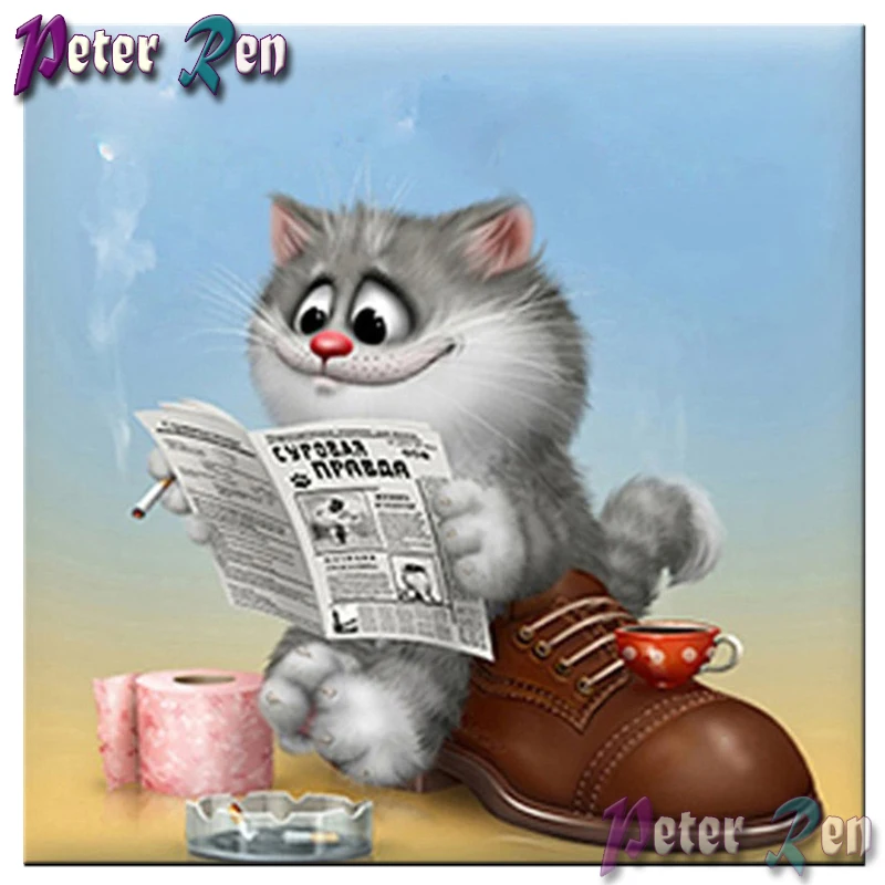 5d алмазная живопись кошка курительница журнал вышивка крестиком полный квадрат