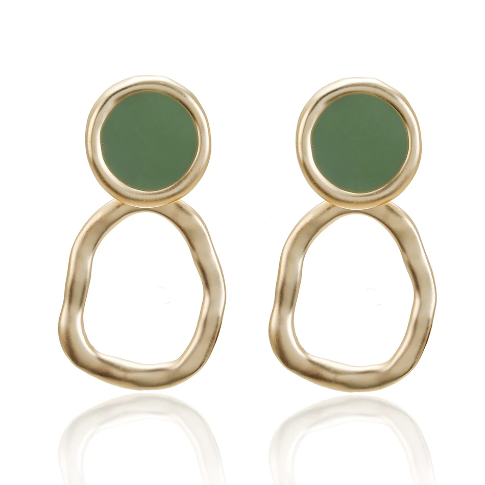 GREEN Трендовые серьги для женщин/Геометрические/милые/корейские/массивные/Золотые/Винтажные/Висячие серьги ювелирные изделия для женщин SP625 - Окраска металла: GREEN