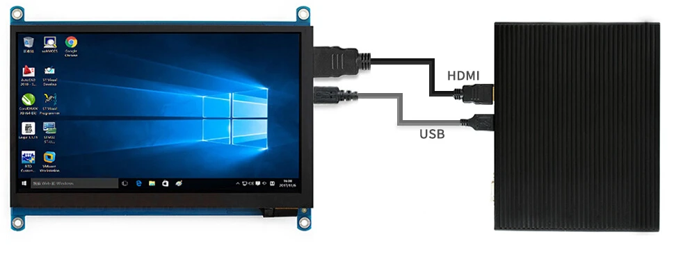 Waveshare 7 дюймовый HDMI ЖК-дисплей(H) планшетный монитор 1024x600 ips емкостный Сенсорный экран поддерживает Raspberry Pi BB Черный Banana Pi и т. д