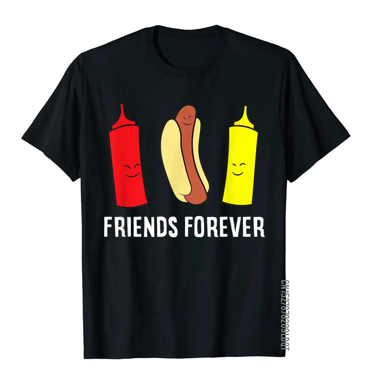 

Hot Dog Ketchup Mustard Friends Forever Cute Hotdog T-Shirt Vintage Tight Tops Tees Wholesale Cotton Men T Shirts