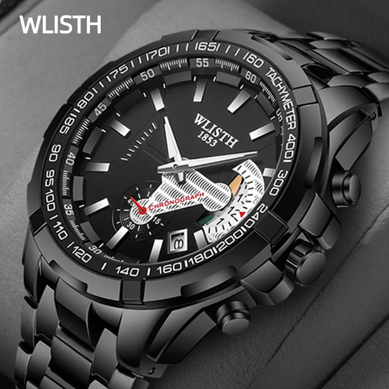 Часы наручные мужские Кварцевые водонепроницаемые черные 2020 | Наручные часы