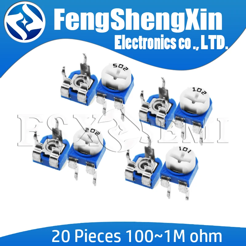 

20pcs/lot RM065 RM-065 100 200 500 1K 2K 5K 10K 20K 50K 100K 200K 500K 1M ohm Trimpot Trimmer Potentiometer variable resistor