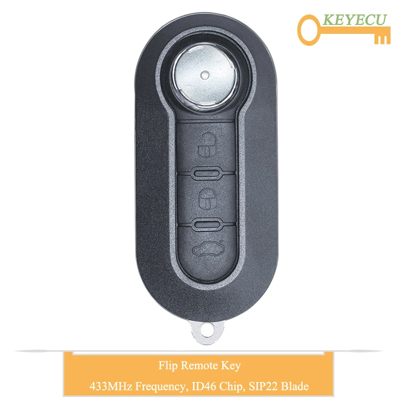Пульт дистанционного управления KEYECU для Fiat 500L 519 сменный брелок с 3 кнопками чип