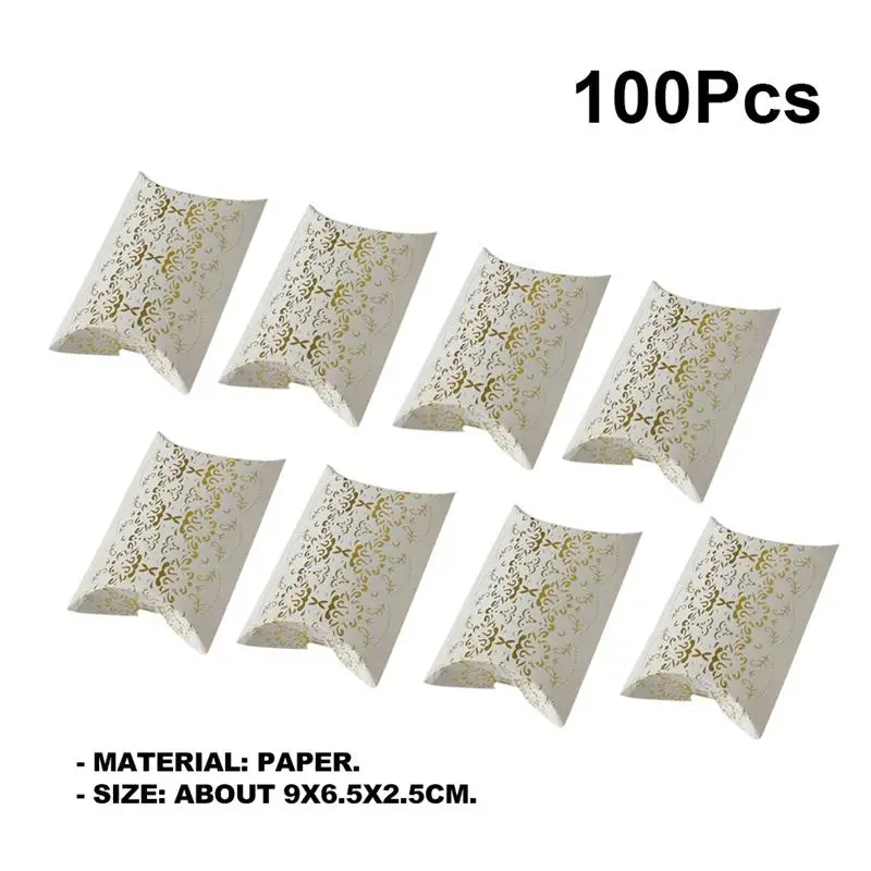 Gilding Pattern 100 шт Вечерние подарочные пакеты бумажный с бантом коробка для конфет для свадебного украшения Крафт свадебные сувениры и подарочная коробка - Цвет: Gilding Pattern