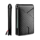 Новые мужские кошельки с зажимом для денег и Rfid-защитой из углеродного волокна, чехол для карт, денег, сумка, металлический кошелек, тонкий стальной бумажник, складной кошелек дропши