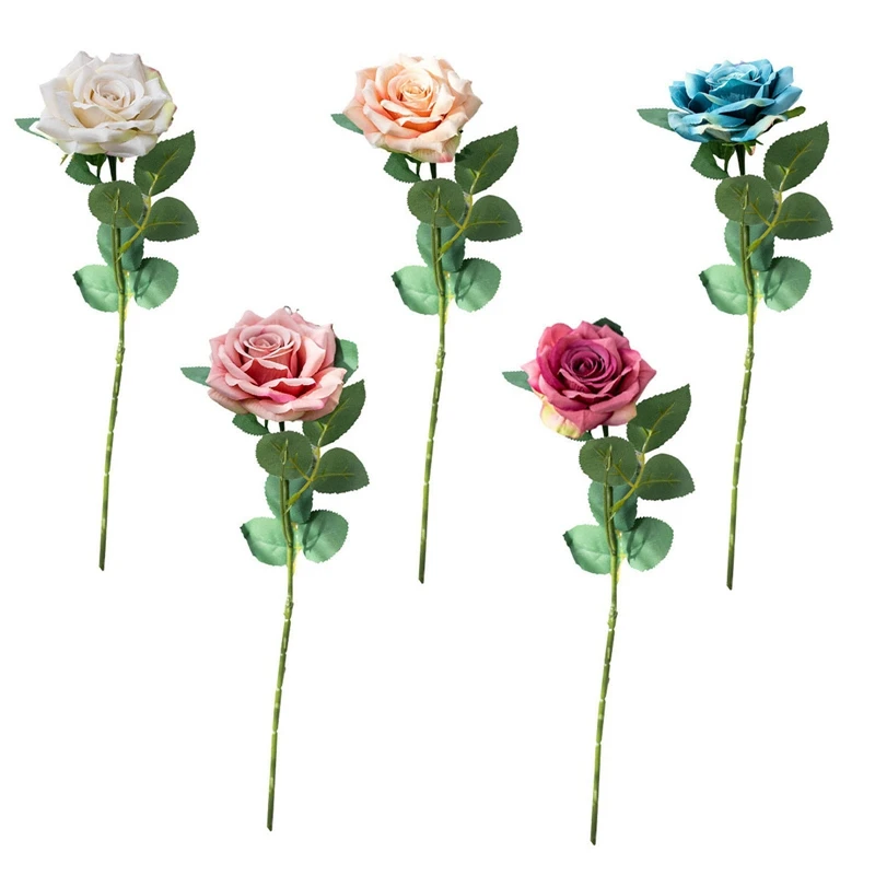 

Nordic Artifical Roses Flowers Single Simulation Bouquet Silk Cloth Fake Flowers for Home Wedding Party Holiday Decor Flower