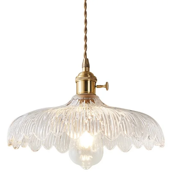 

Retro brass glass chandelier Nordic minimalist bedroom bar table lamp balcony entrance porch dining room lamp