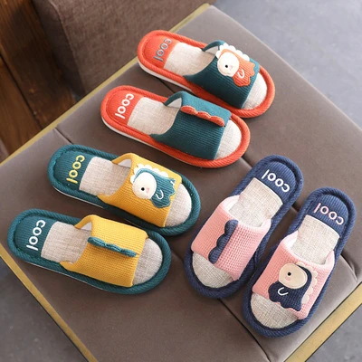 

Women Men Home Slippers Indoor Floor Soft Couple Linen Slipper Clover Unisex Bedroom Shoes Ladies Flax Flip Flops Deer Cute