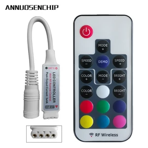 Мини светодиодный пульт дистанционного управления RGB DC5-24V 17key RF беспроводной контроллер с 4-контактным разъемом постоянного тока для светодиодной ленты 5050 12A RGB