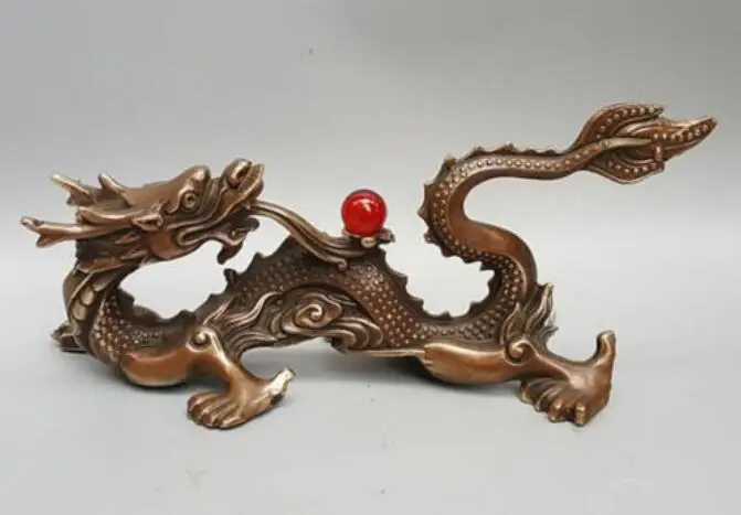 Китайская латунная Статуэтка мифа богатство летающий дракон Бронзовая статуя #1 |