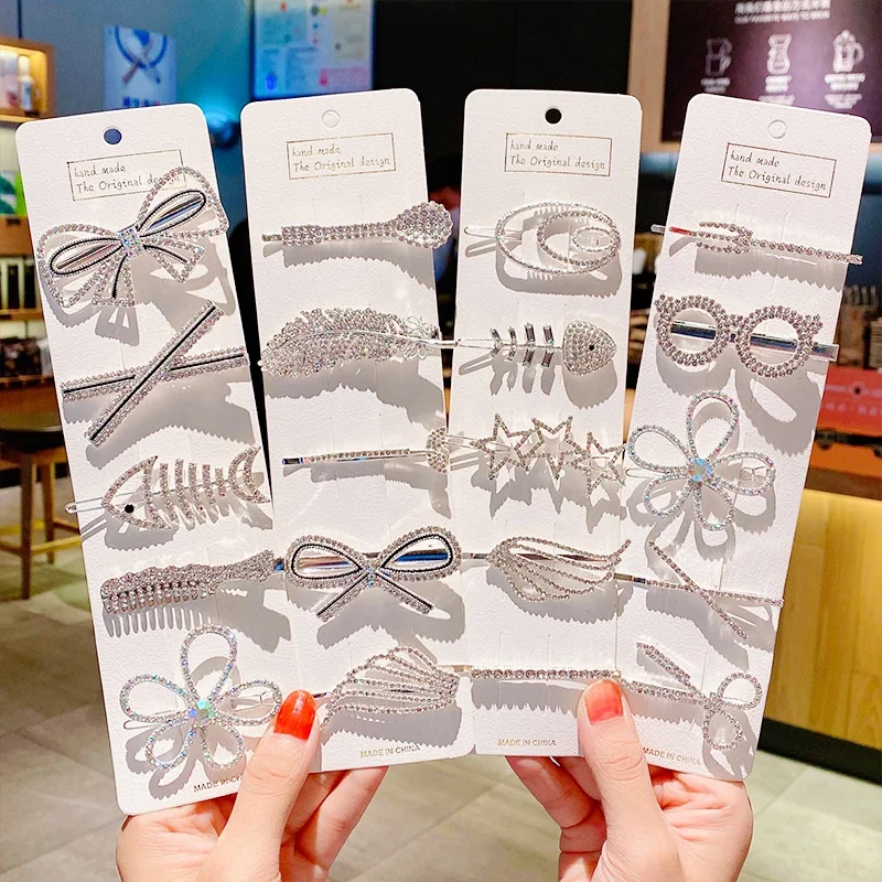 

5Pcs/Set Fashion Rhinestone Hair Clip Hair Pins for Women Sweet Shining Hairpin Hair Clips Lady Barrette Stick Styling Tools