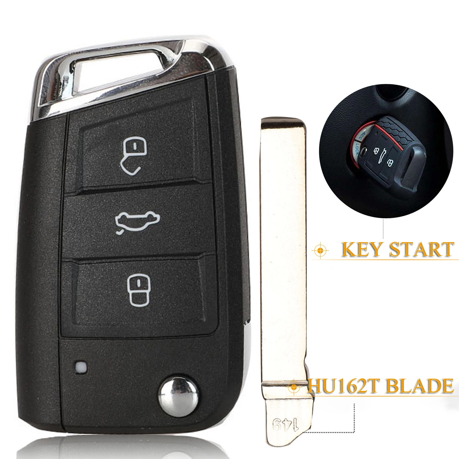 Kutery 3 кнопки дистанционного ключа для VW Seat Golf 7 MK7 Touran Polo Tiguan без Go/не смарт ключ 434