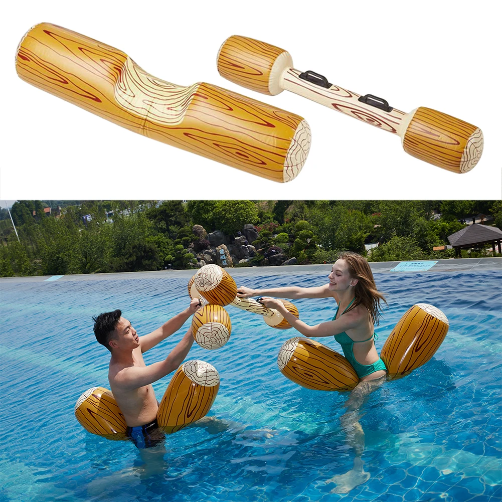 

Portable Swimming Inflatable Float 4pcs/set Wood Pattern Water Sport Game Toy Swimming Pool Inflatable Floating Row